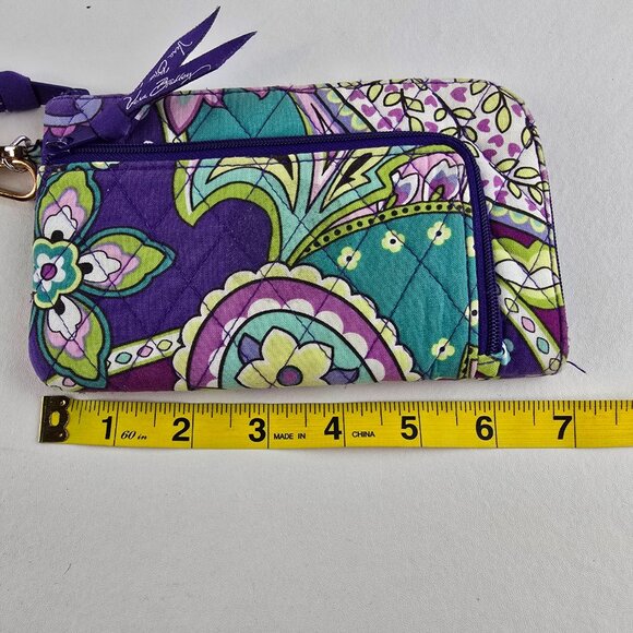 Vera Bradley Wristlet Womens Purple Floral Quilted Zip Pouch Wallet 7x4 - Picture 6 of 11